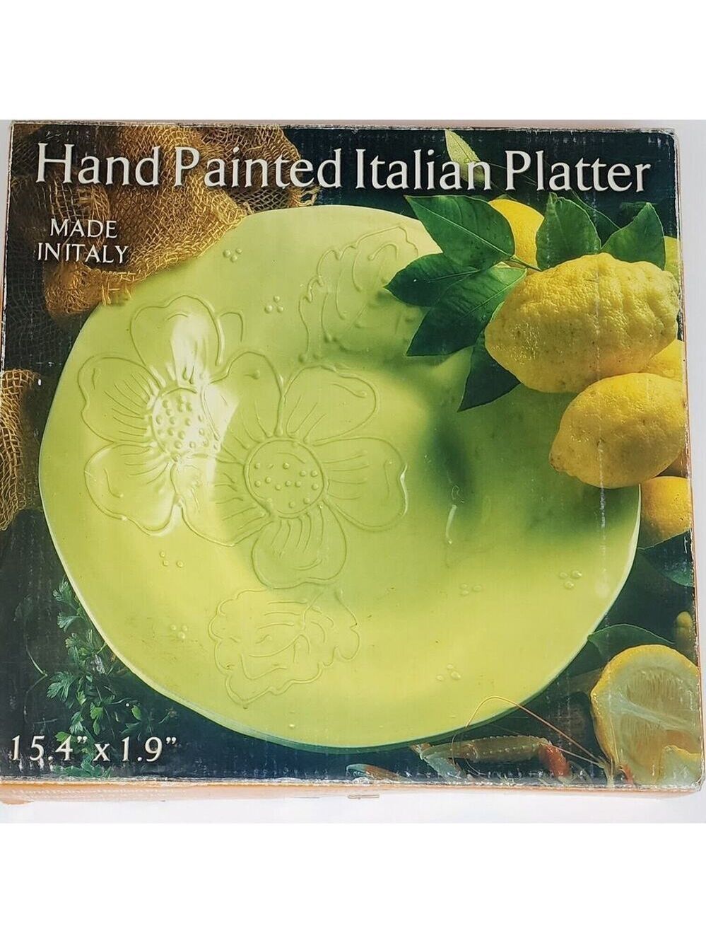 Sole Di Toscana Hand-Made/Painted in Italy Green Monochromatic Serving Platter